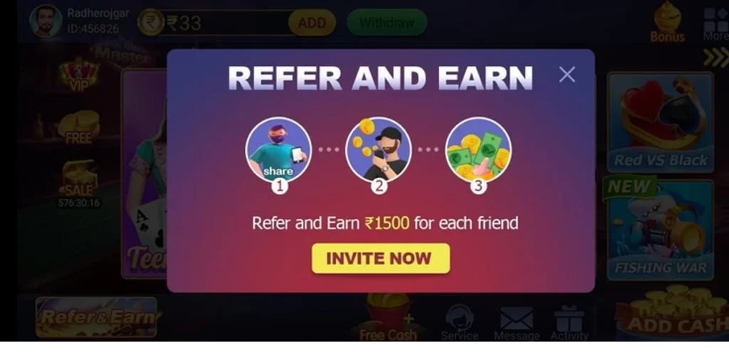 How To Refer & Earn Teenpatti Master Game?