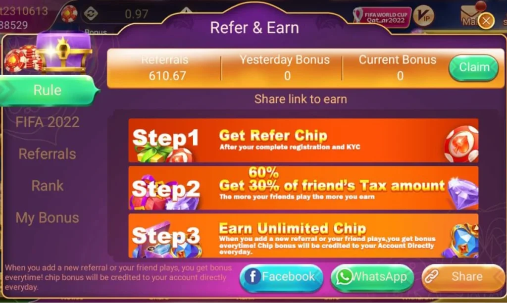 Rummy Glee Refer and Earn Money