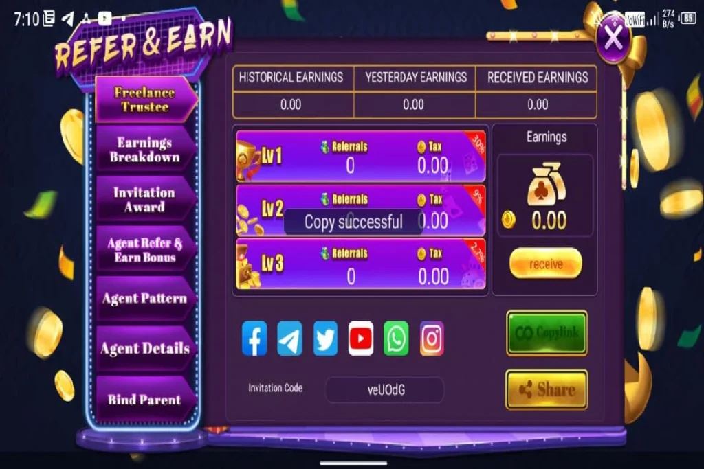 Rummy Tiger refer ans earn