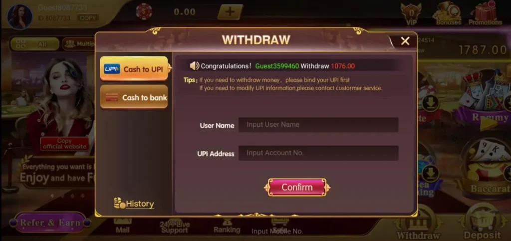 How to Withdraw in Geta 786 APK?